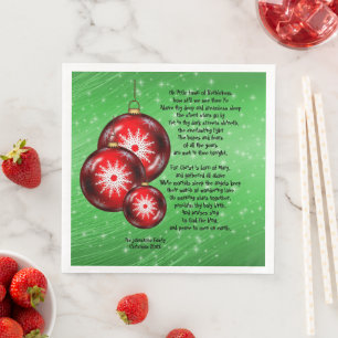 Serviette En Papier Paroles de Noël Carol de Little Town Bethlehem -