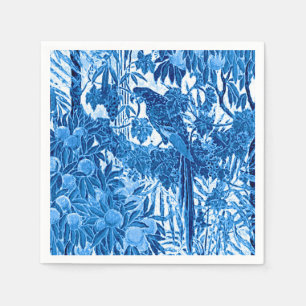 Serviette En Papier Parrot dans un cadre de jungle, Indigo bleu et bla