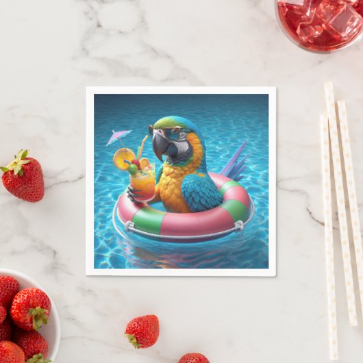 Serviette En Papier Parrot Dans Une Piscine (En situation)