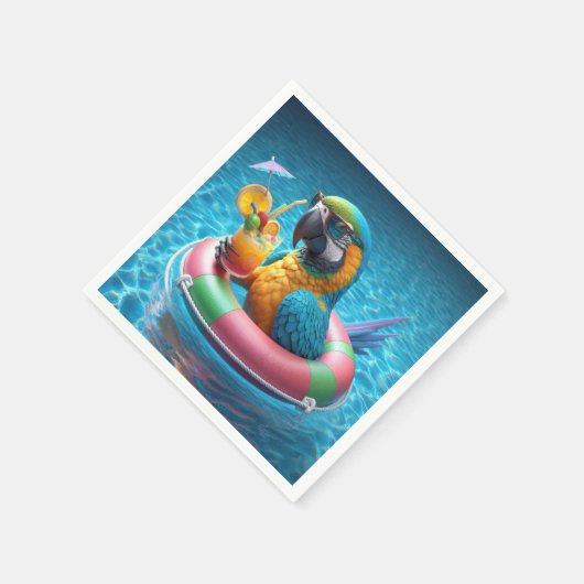 Serviette En Papier Parrot Dans Une Piscine (Coin)