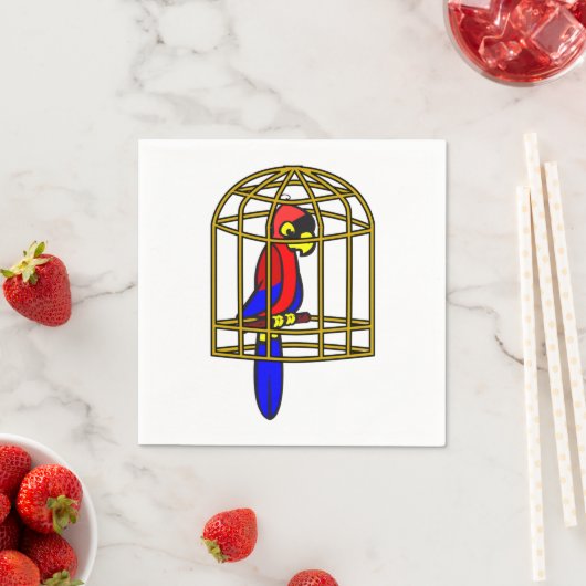 Serviette En Papier Parrot In A Cage Paper Napkins (En situation)