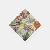 Serviette En Papier Parrot Jaune Tropical Antique Fleur (Coin)