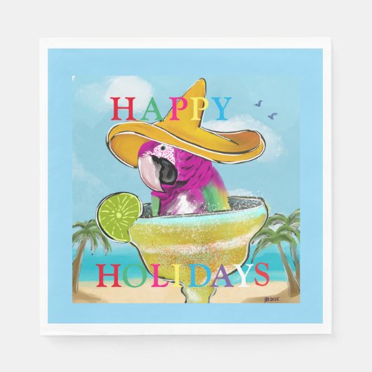 SERVIETTE EN PAPIER PARROTS (Devant)