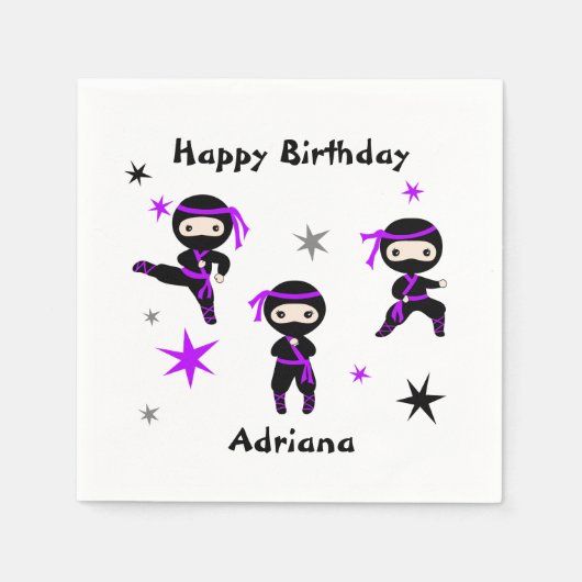 Serviette En Papier Parti Anniversaire de enfant guerrier mignon Ninja (Devant)