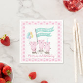 Serviette En Papier Parti Anniversaire de enfant rose Piggys (En situation)