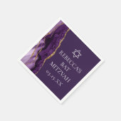 Serviette En Papier Parti Bat mitzvah d'âge or violet chic (Coin)