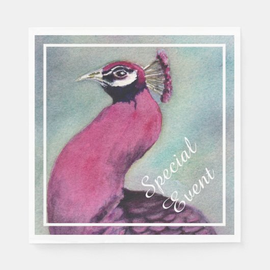 SERVIETTE EN PAPIER PARTI CHAUD ROSE PEACOCK (Devant)