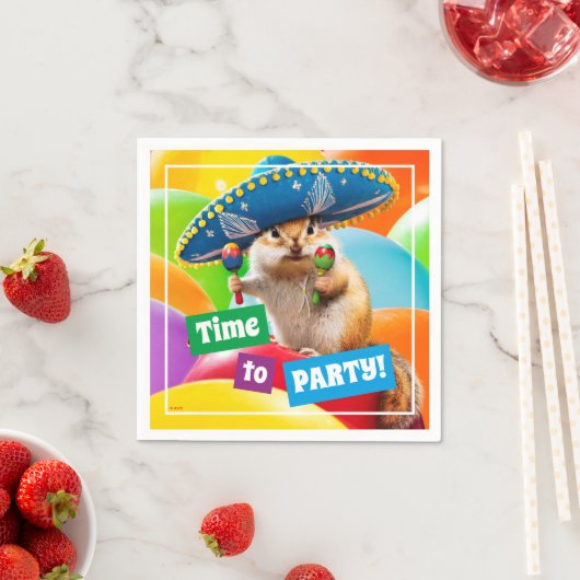 Serviette En Papier Parti Chipmunk En Sombrero (En situation)