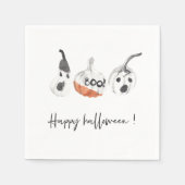 Serviette En Papier Parti Citrouille éffrayant | Bonne Halloween (Devant)