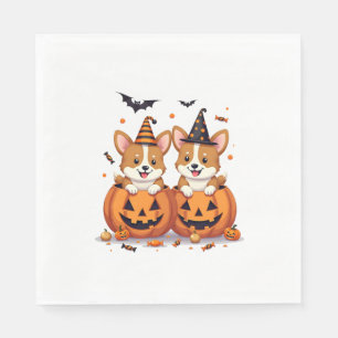 Serviette En Papier Parti Corgi citrouille