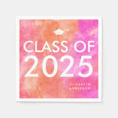Serviette En Papier Parti de graduation moderne Bold Rose Orange (Devant)