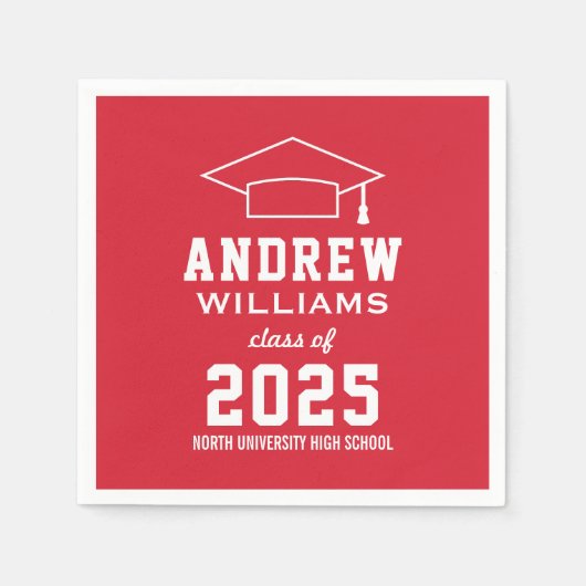 Serviette En Papier Parti de graduation moderne Red Custom 2025 (Devant)
