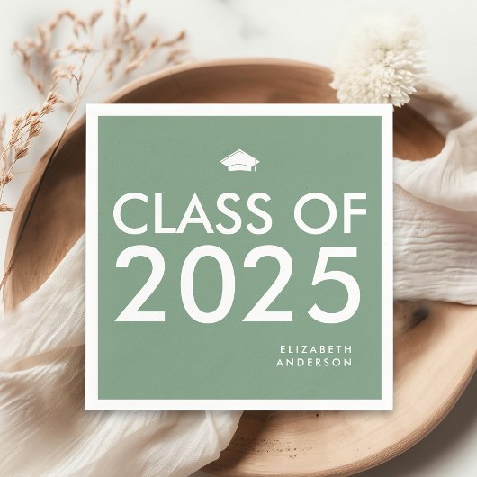 Serviette En Papier Parti de Graduation Vert Gras Moderne