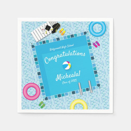 Serviette En Papier Parti de la fête du pool (Devant)