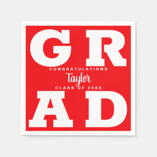 Serviette En Papier Parti de la graduation rouge et blanche