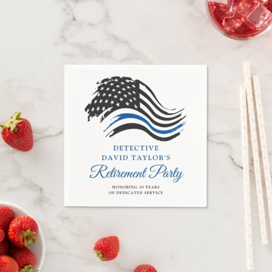 Serviette En Papier Parti de retraite de la police Ligne bleue mince (En situation)
