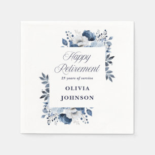 Serviette En Papier Parti de retraite florale de couleur bleu marine