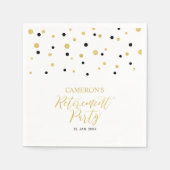 Serviette En Papier Parti de retraite Gold & Black Chic Confetti (Devant)