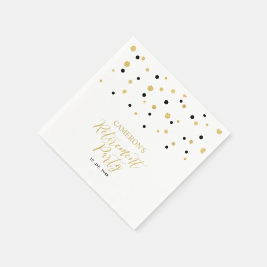 Serviette En Papier Parti de retraite Gold & Black Chic Confetti (Coin)