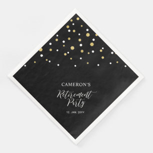 Serviette En Papier Parti de retraite Gold & Black Chic Confetti