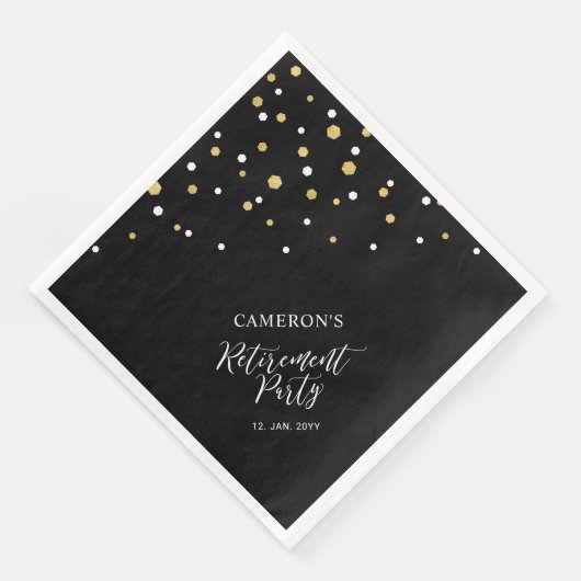 Serviette En Papier Parti de retraite Gold & Black Chic Confetti (Coin)
