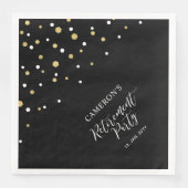 Serviette En Papier Parti de retraite Gold & Black Chic Confetti (Devant)