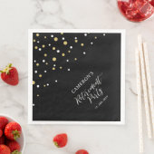 Serviette En Papier Parti de retraite Gold & Black Chic Confetti (En situation)