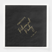 Serviette En Papier Parti de retraite moderne Gold & Black (Devant)