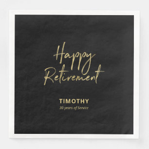 Serviette En Papier Parti de retraite moderne Gold & Black