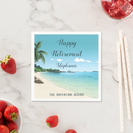 Serviette En Papier Parti de retraite Tropical Beach Palm Trees (En situation)