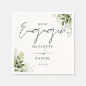 Serviette En Papier Parti d'engagement floral vert moderne (Devant)