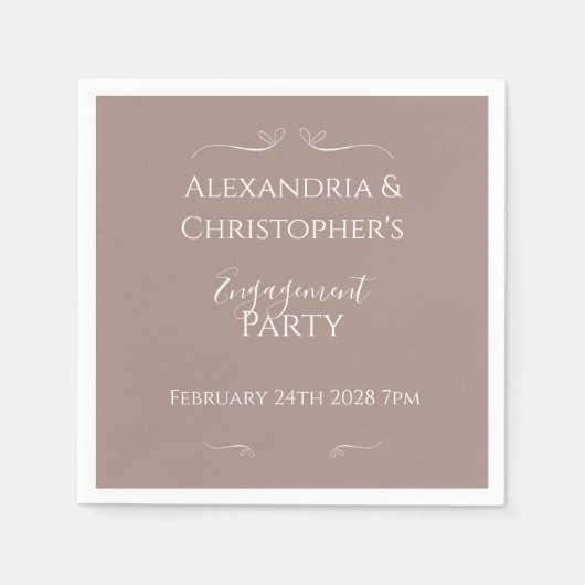 Serviette En Papier Parti d'engagement Mariage moderne chic (Devant)