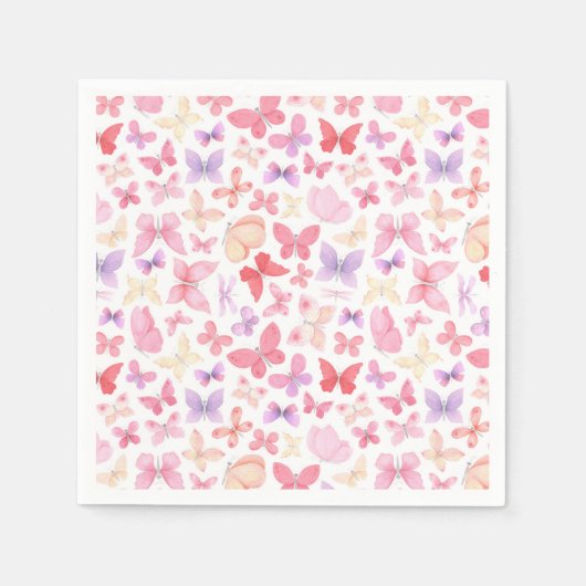 Serviette En Papier Parti des papillons rose violet jaune (Devant)