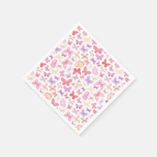 Serviette En Papier Parti des papillons rose violet jaune (Coin)