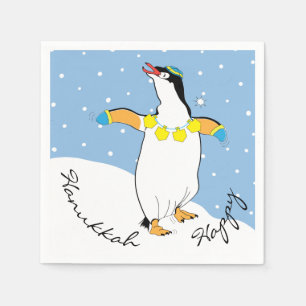 Serviette En Papier Parti des pingouins d'Hanoukka