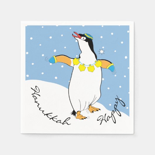 Serviette En Papier Parti des pingouins d'Hanoukka (Devant)