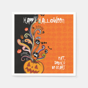 Serviette En Papier Parti d'Halloween du Citrouille d'Orange Black
