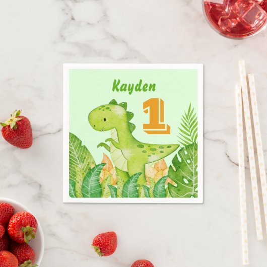 Serviette En Papier Parti Dinosaur personnalisé (En situation)