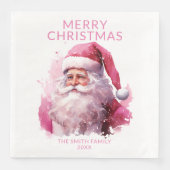 Serviette En Papier Parti du Père Noël rose (Devant)