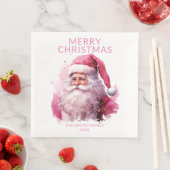 Serviette En Papier Parti du Père Noël rose (En situation)