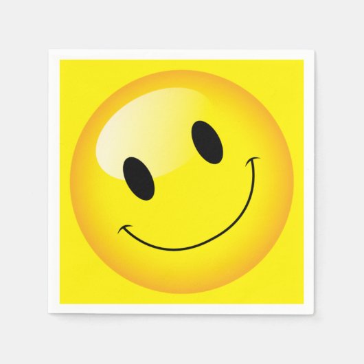 Serviette En Papier Parti Emoji Joyeux Emoticon Happy Face (Devant)