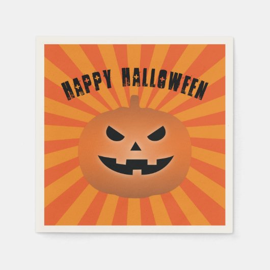 Serviette En Papier Parti Haunted Jack-o'-lantern Citrouille Halloween (Devant)