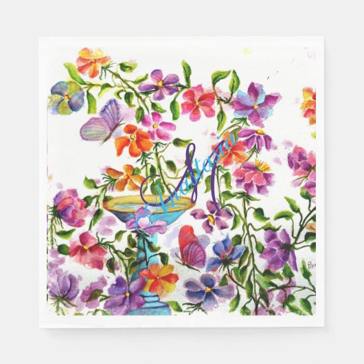 SERVIETTE EN PAPIER PARTI MONOGRAMME DE FLEURS COMME FAIRY (Devant)