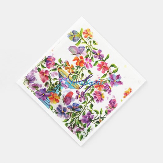 SERVIETTE EN PAPIER PARTI MONOGRAMME DE FLEURS COMME FAIRY (Coin)