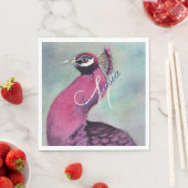 SERVIETTE EN PAPIER PARTI MONOGRAMME ROSE CHAUD (En situation)