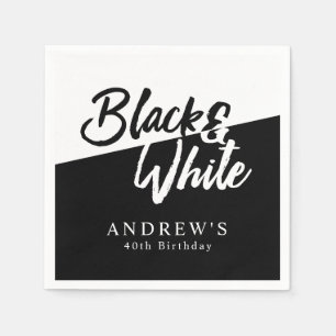Serviette En Papier Parti noir et blanc chic