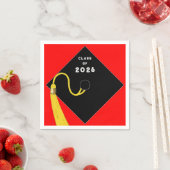 Serviette En Papier Parti Red Graduation 2025 (En situation)