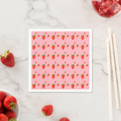 Serviette En Papier Parti rose Motif aux fraises rouges (En situation)