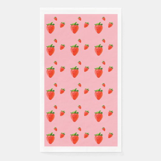 Serviette En Papier Parti rose Motif aux fraises rouges (Devant)