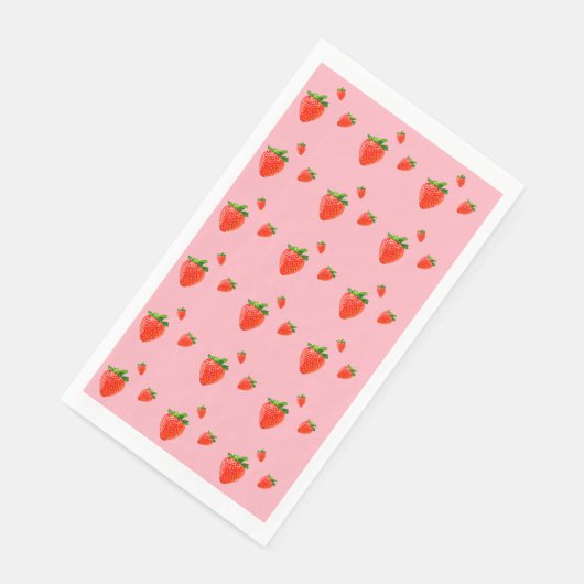 Serviette En Papier Parti rose Motif aux fraises rouges (Coin)